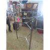 Image 1 : 2 Commercial Metal Clothing Racks with Adjustable Height 36'' Diameter- Can be Folded Up