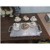 Image 1 : 6 China Cups and Saucers : Queen Anne, Delphine, Stafford & Aluminum Tray