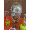 Image 3 : 3 Hand Painted Vases - Largest is 13'' Tall