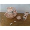 Image 1 : 5 Piece Wash Set with Jug, Basin, Soap Dish and Toothbrush Holder