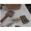 Image 3 : 2 Hand Hay Sickle Knives , Sheep Shears , Horse Brushes