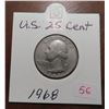 Image 1 : 1968 U.S. 25 cents coin