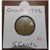 Image 1 : 1943 canadian 5 cents coin