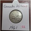 Image 1 : 1961 canadian 25 cents coin