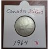 Image 1 : 1964 canadian 25 cents coin