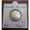 Image 1 : 1867-1967 canadian 25 cents coin