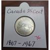Image 1 : 1867-1967 canadian 25 cents coin