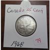 Image 1 : 1968 canadian 25 cents coin