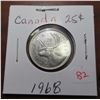 Image 1 : 1968 canadian 25 cents coin
