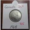 Image 1 : 1968 canadian 25 cents coin