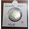 Image 1 : 1968 canadian 25 cents coin