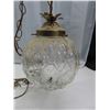 Image 2 : Vintage glass hanging swag light fisture pineapple globe with cherus large lamp with chain