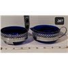 Image 1 : Vintage cobalt blue glass cream & sugar set.