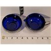 Image 2 : Vintage cobalt blue glass cream & sugar set.