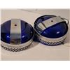 Image 3 : Vintage cobalt blue glass cream & sugar set.