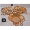 Image 1 : Vintage carnival glass,peach lustre leaf & shell dishes.