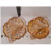 Image 3 : Vintage carnival glass,peach lustre leaf & shell dishes.