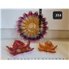 Image 1 : Maple leaf carnival glass dishes.