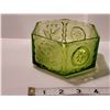 Image 13 : Depression glass fruit nappe, green candy dish & small uranium glass
