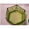 Image 7 : Depression glass fruit nappe, green candy dish & small uranium glass