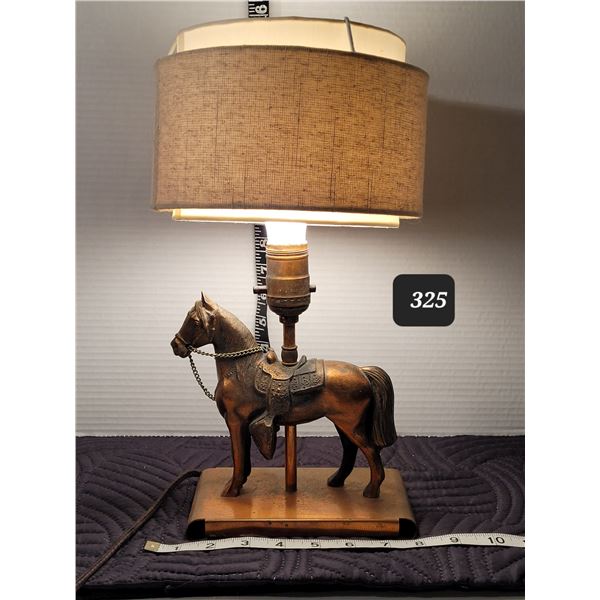 Vintage copper horse lamp.