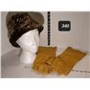 Image 1 : Vintage faux fur winter hat with ear flaps & heavy leather gloves.