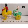 Image 1 : 1950's  Rosbro rosen plastic Easter candy rooster wagon.