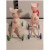 Image 5 : Vintage 1950's Deer & rabbit on wheels. Rosbro easter toys.