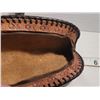 Image 6 : Leather, hand tooled case for glasses & soft leather beaded toddler moccasins.