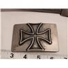 Image 2 : Leather belt with American Eagle logo. Revolt & Maltese Cross buckles.