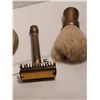 Image 3 : Early century brass shaving stand, gillette razor & brush. Made in Canada.