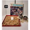 Image 1 : 1964 Bonanza Michigan Rummy game & 2 tin mugs/Ponderosa map