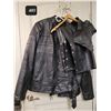 Image 1 : Danilo Italian leather biker attire. Jacket (XL) with zip out liner, leg chaps & neck cover.