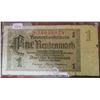 Image 1 : Germany – Nazi Third Reich. 1937 1 Rentenmark Rentenbankschein. VG.