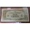 Image 1 : Malaya. Japanese Invasion Money issued during the military occupation of Malaya. ND (1942) 10 Cents.