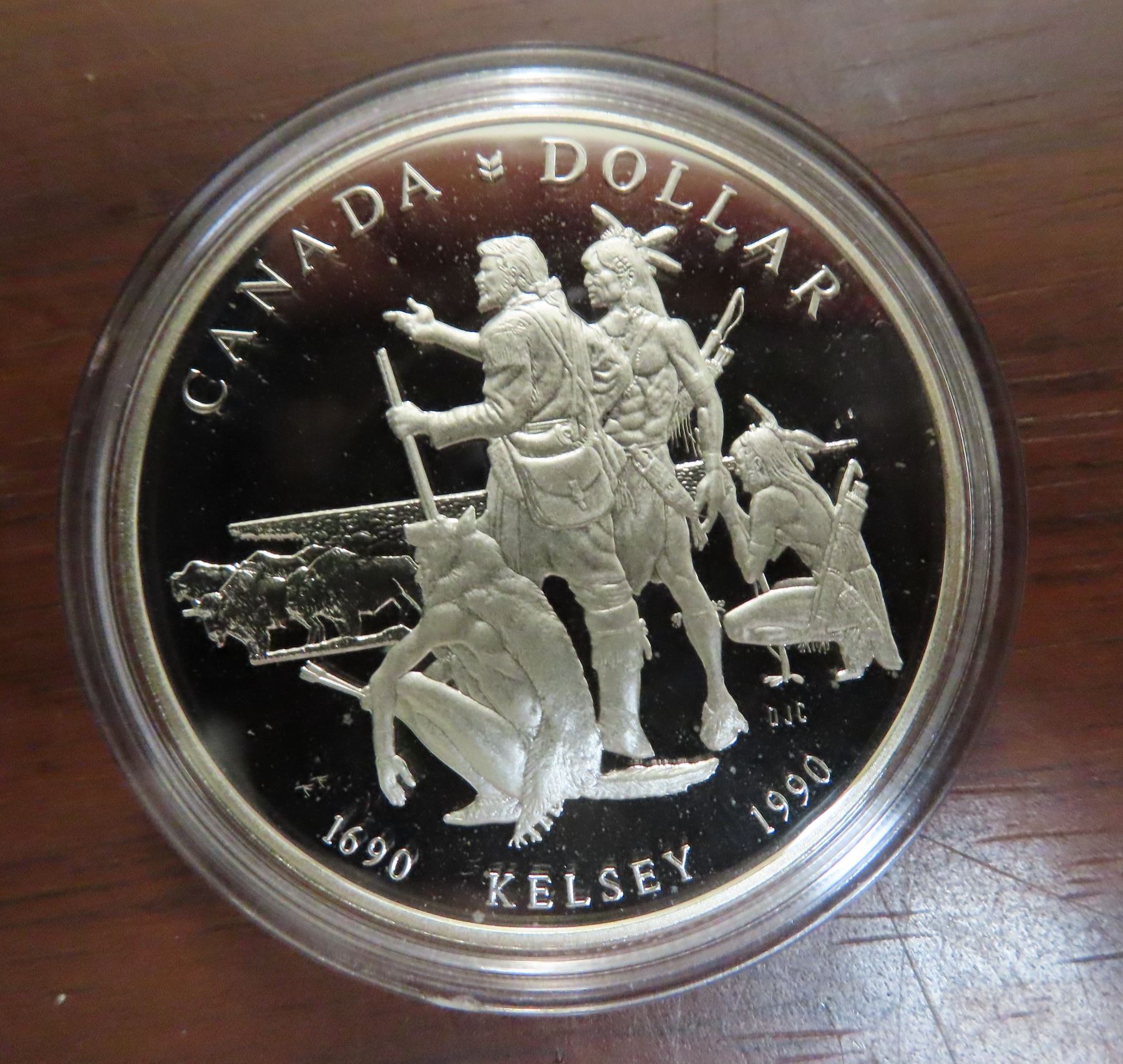 1990 Proof Silver Dollar. Commemorates the 300th Anniversary of HBC fur ...