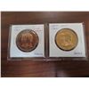 Image 1 : Lot of 2 1867 – 1967 Canadian Centennial Medals that depict Queen Victoria & Queen Elizabet