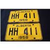 Image 1 : Matched set Alberta license plates - 1958