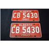 Image 1 : Matched set Alberta license plates - 1960