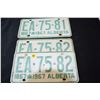 Image 1 : 1967 match set Alberta license plate & consective plate