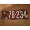Image 1 : 1926 Passenger License Plate 78-234