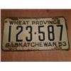 Image 1 : 1953 Passenger License Plate 123-587