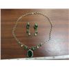 Image 1 : Vintage green rhinestone clip on earrings and necklace