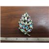 Image 1 : Vintage mid century austrain aurora borealis rhinestone leaf brooch