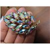 Image 2 : Vintage mid century austrain aurora borealis rhinestone leaf brooch