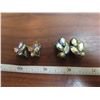 Image 1 : 2 pair of vintage aurora borealis rhinestone clip on leaf earrings