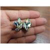 Image 2 : 2 pair of vintage aurora borealis rhinestone clip on leaf earrings