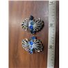 Image 1 : Blue rhinestone clip on earrings