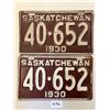 Image 1 : matching pair of 1930 SK license plates