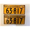 Image 1 : matching pair of 1933 SK license plates